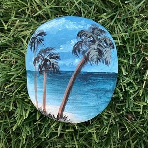 Palm Trees Hand Painted River Rock 2.5”